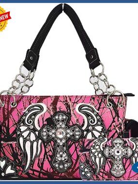 Western Style Shoulder Bag with Wallet Set, Vegan Leather, Crossbody